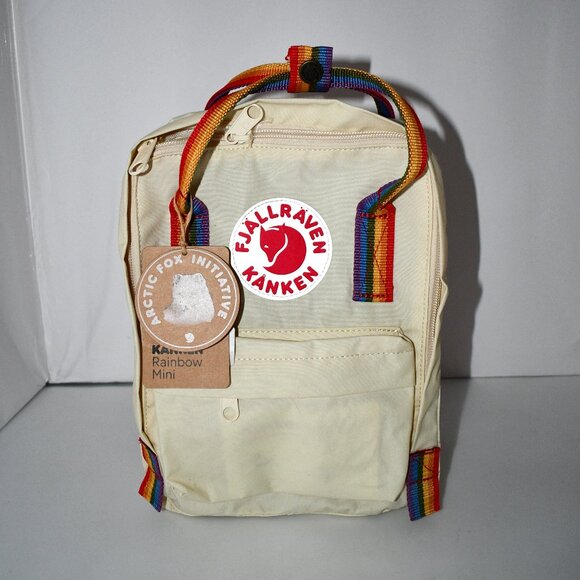 Fjallraven Kanken Rainbow Handle MINI Backpack in Light Oak Rainbow #F23621 NWT main image 5